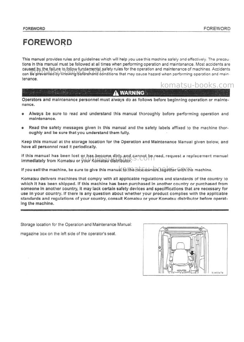 Komatsu pc300lc-7idn Operation manual cover Page 3 Komatsu pc300lc-7idn Operation manual cover Page 3