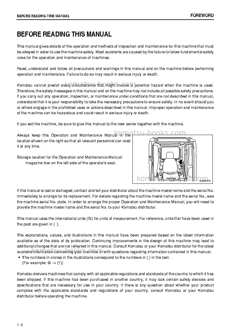 Komatsu pc400se-8idn-r Operation manual cover Page 3 Komatsu pc400se-8idn-r Operation manual cover Page 3