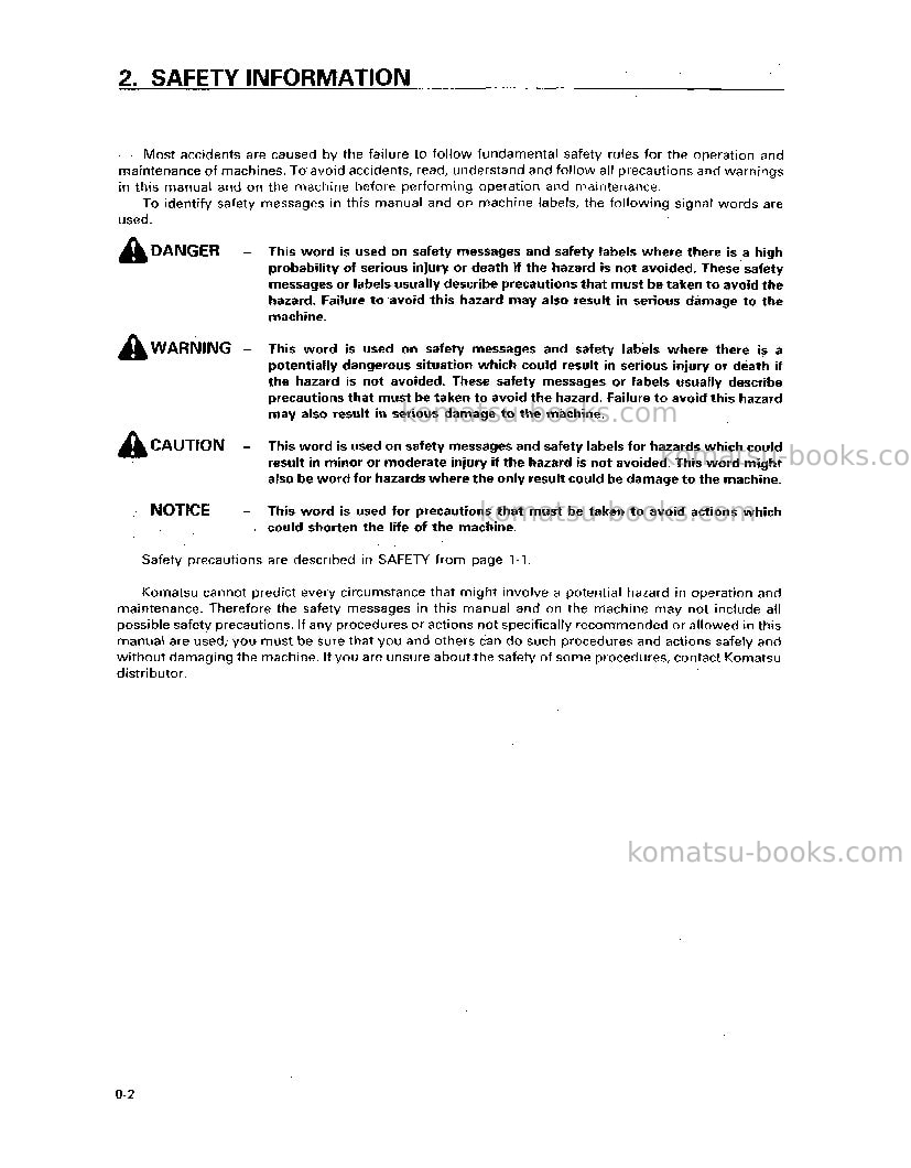 Komatsu pc100-6jpn Operation manual cover Page 3 Komatsu pc100-6jpn Operation manual cover Page 3