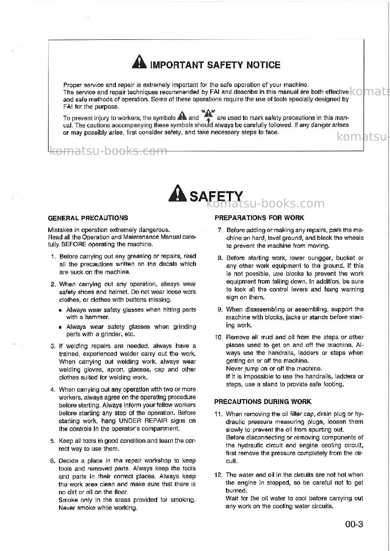Komatsu 410wita Repair & maintenance cover Page 3 Komatsu 410wita Repair & maintenance cover Page 3