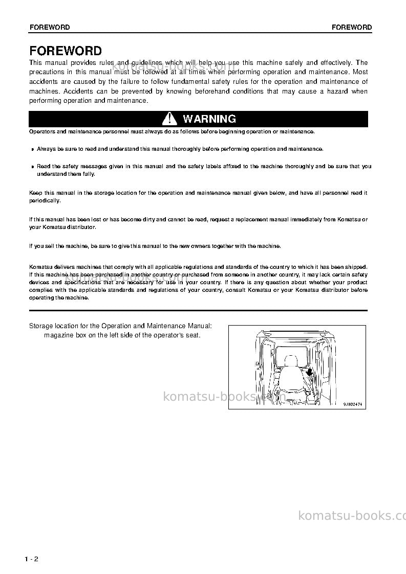 Komatsu pc130f-7idn Operation manual cover Page 3