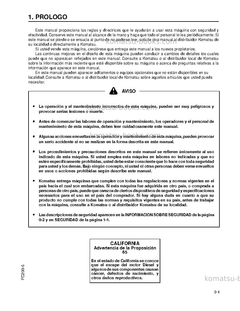 Komatsu pc200lc-6jpn Manual de operación cover Page 3