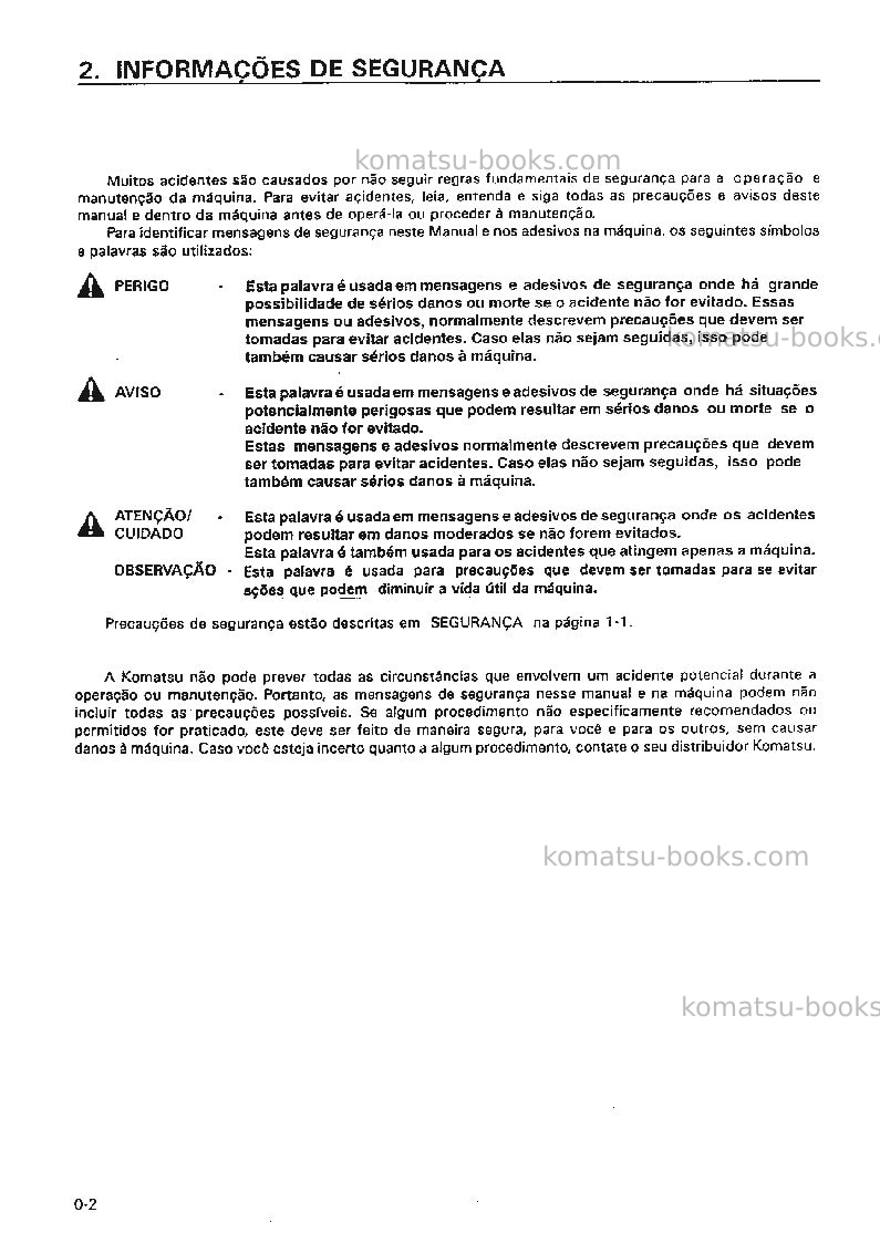 Komatsu pc200-6bra Manual de operação capa Página 3