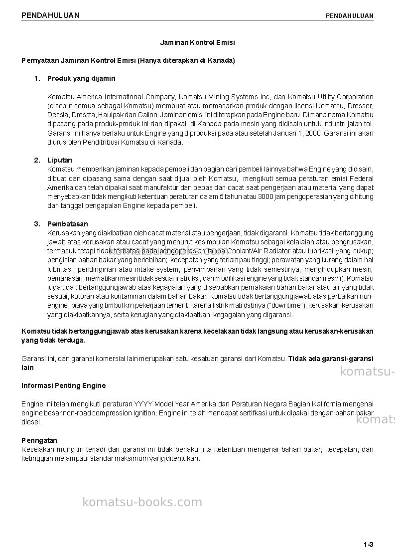 Komatsu pc200-7idn Operation manual cover Page 3