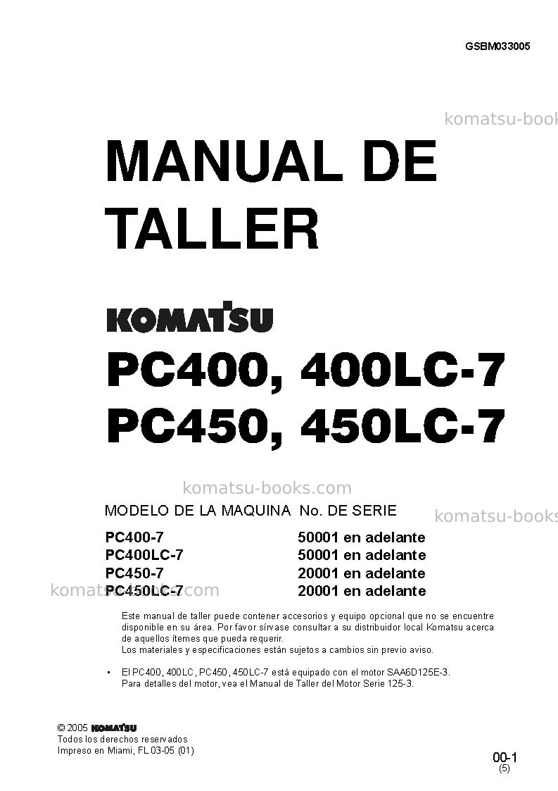 Komatsu pc400-7jpn Reparación y mantenimiento cover Page 3