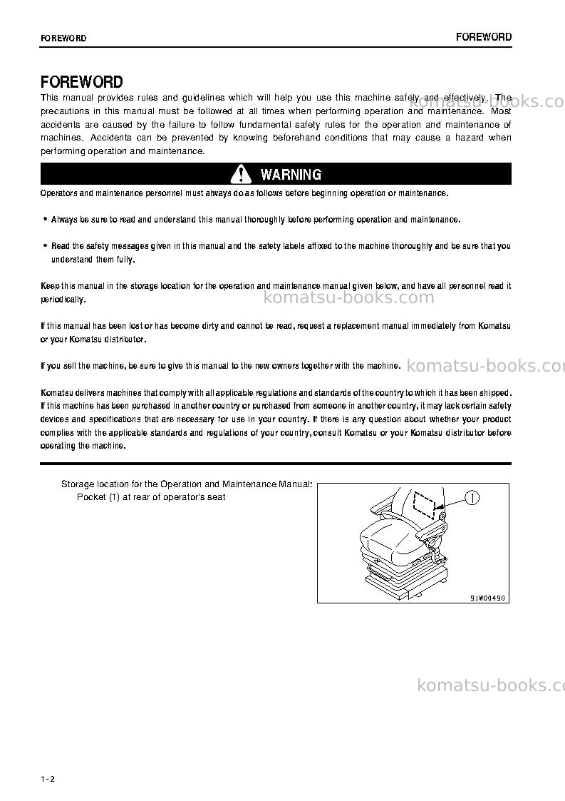 Komatsu wa700-3jpn-tbg Operation manual cover Page 3