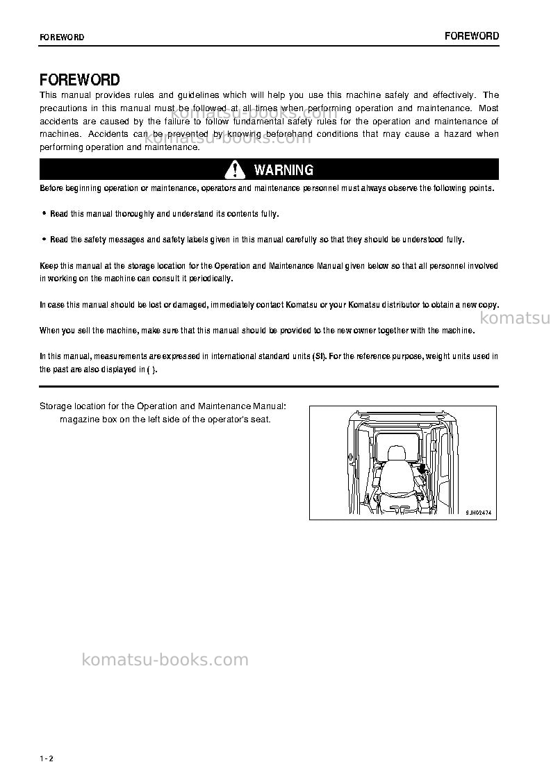 Komatsu pc1250sp-8jpn Operation manual cover Page 3 Komatsu pc1250sp-8jpn Operation manual cover Page 3