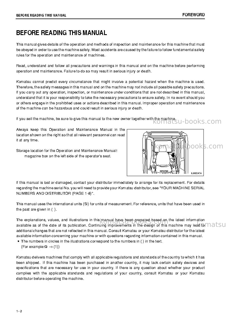Komatsu pc400-8jpn-work equipment grease 100h Operation manual cover Page 3 Komatsu pc400-8jpn-work equipment grease 100h Operation manual cover Page 3
