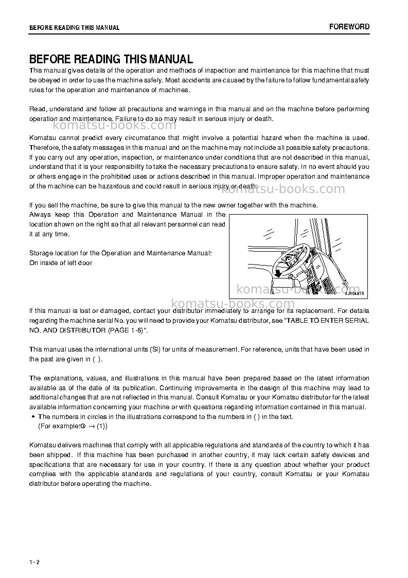 Komatsu hd605-7jpn-r Operation manual cover Page 3 Komatsu hd605-7jpn-r Operation manual cover Page 3