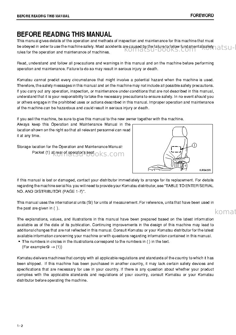 Komatsu wa600-6jpn-r Operation manual cover Page 3