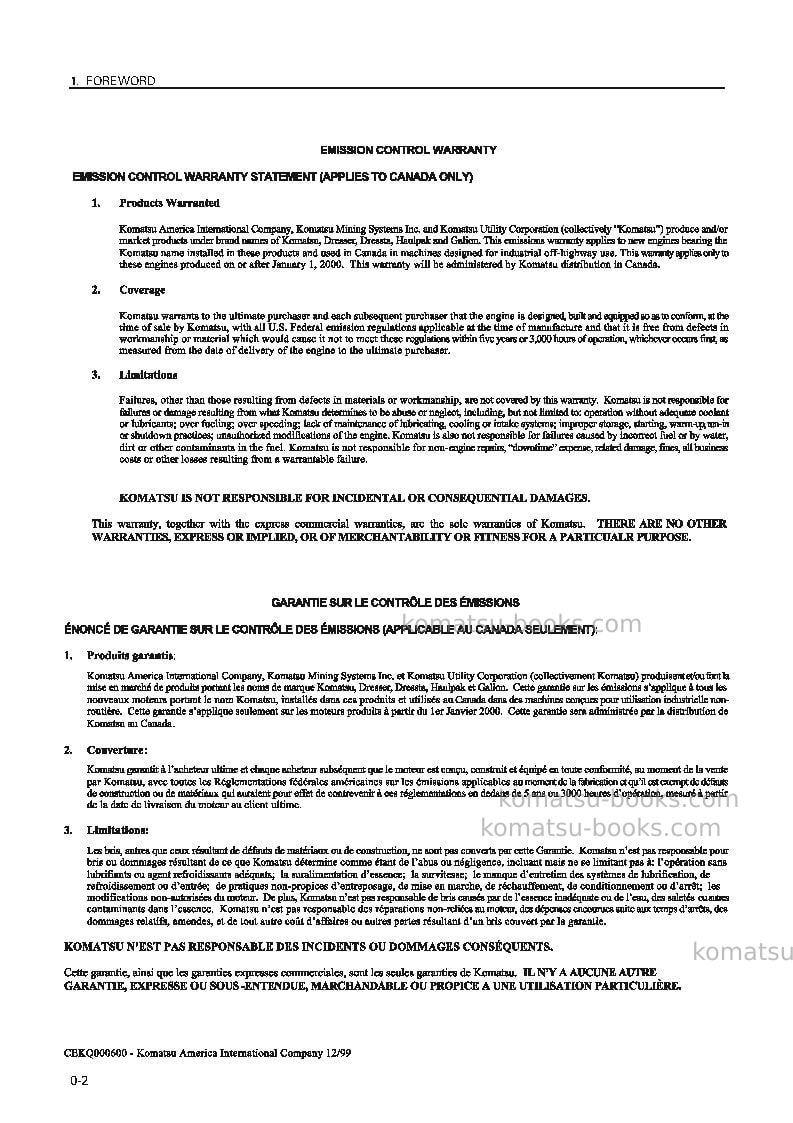 Komatsu wa320-3jpn-custom Operation manual cover Page 3