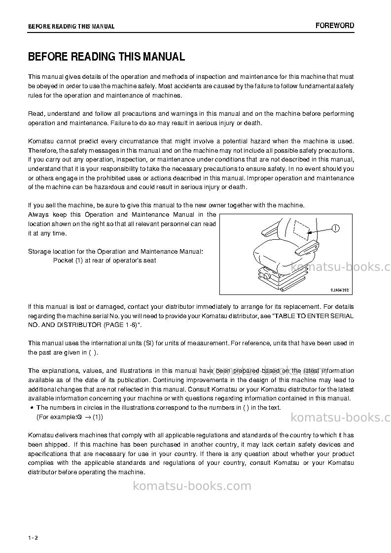 Komatsu wa250-6jpn Operation manual cover Page 3