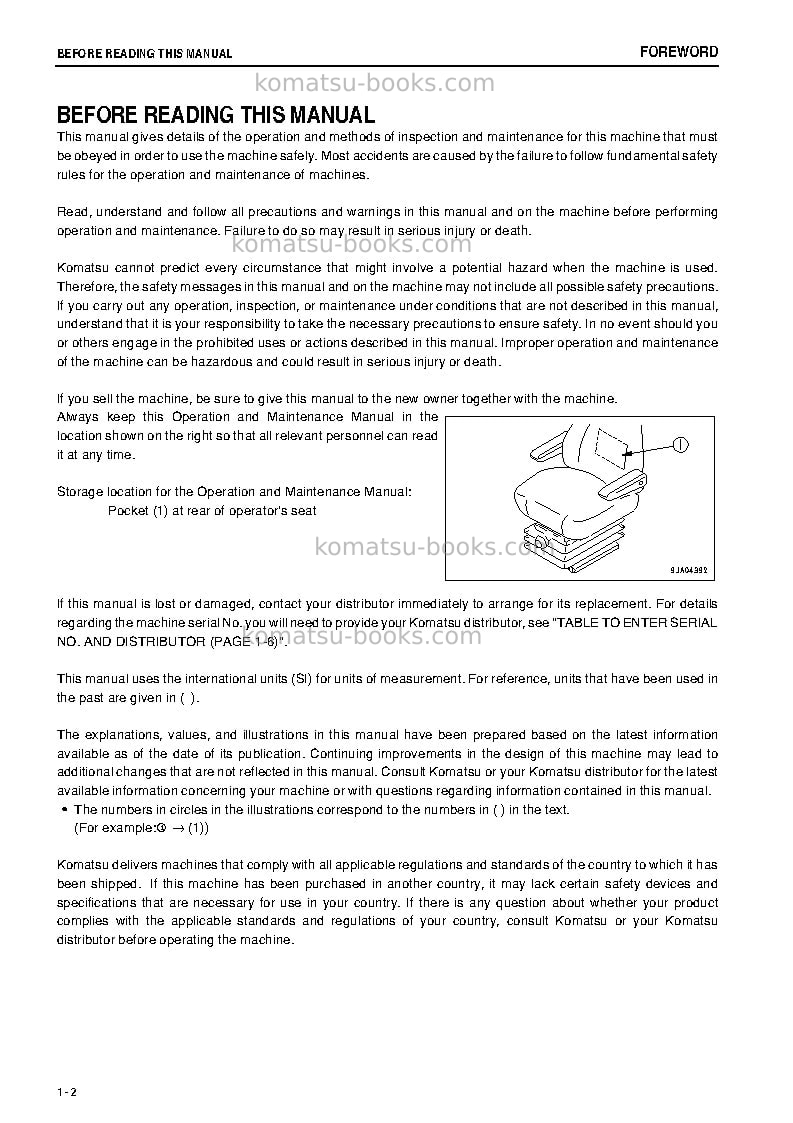 Komatsu wa200-6jpn Operation manual cover Page 3