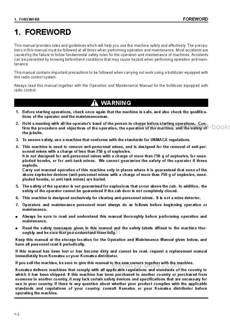 Komatsu d85ms-15jpn-radio control equipment Operation manual cover Page 3