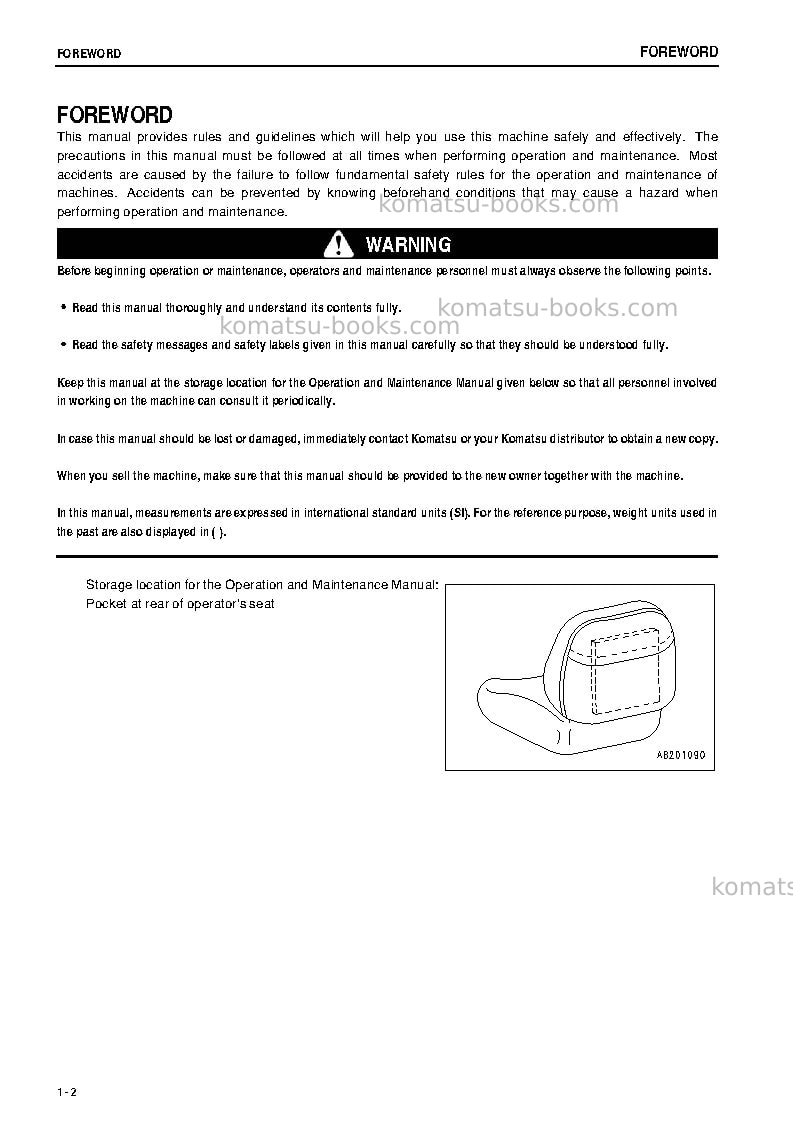 Komatsu d21a-8jpn-trimming dozer, for china Operation manual cover Page 3