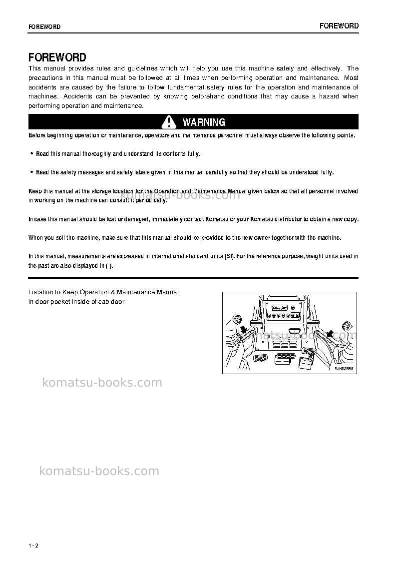 Komatsu d375a-5jpn-tier3, one-way steering lever Operation manual cover Page 3