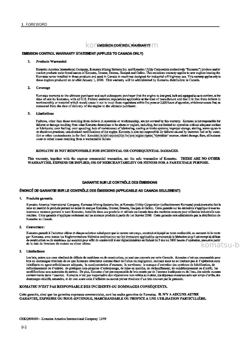 Komatsu wf550t-3jpn Operation manual cover Page 3 Komatsu wf550t-3jpn Operation manual cover Page 3