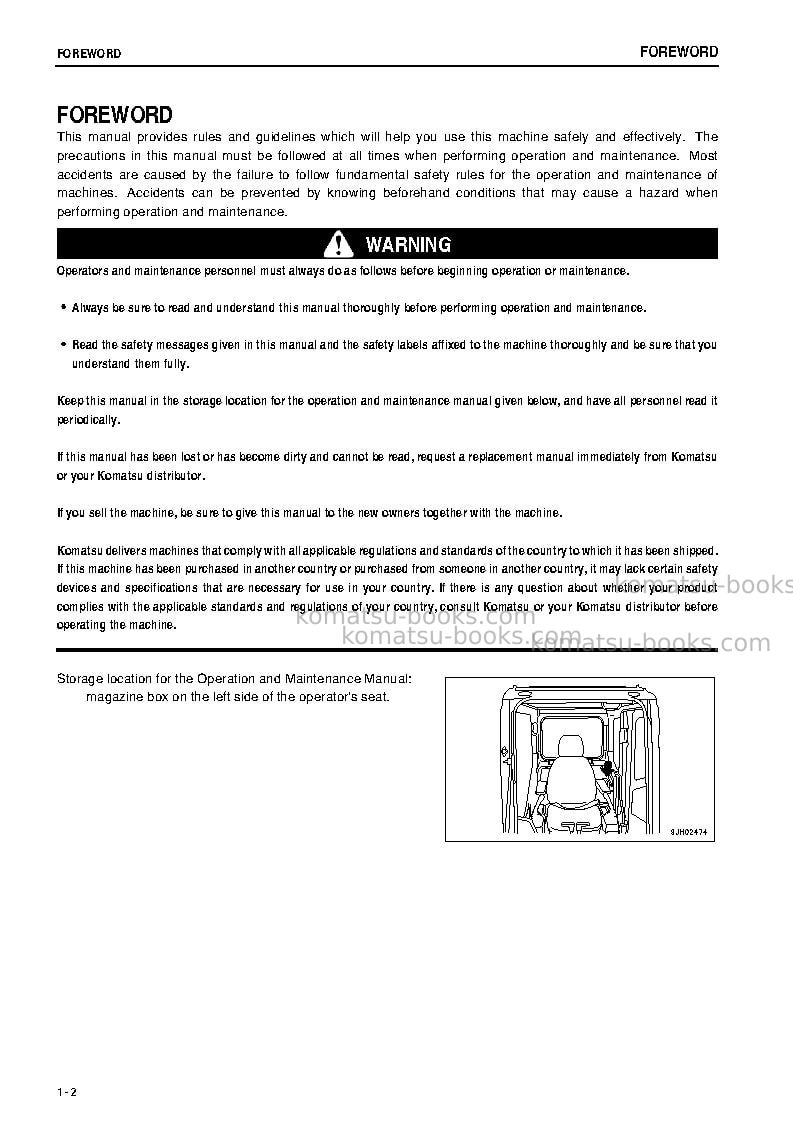 Komatsu pc1250-7jpn Operation manual cover Page 3 Komatsu pc1250-7jpn Operation manual cover Page 3