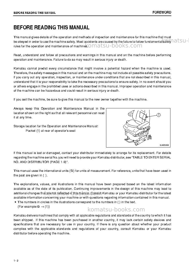 Komatsu wa430-6jpn Operation manual cover Page 3 Komatsu wa430-6jpn Operation manual cover Page 3