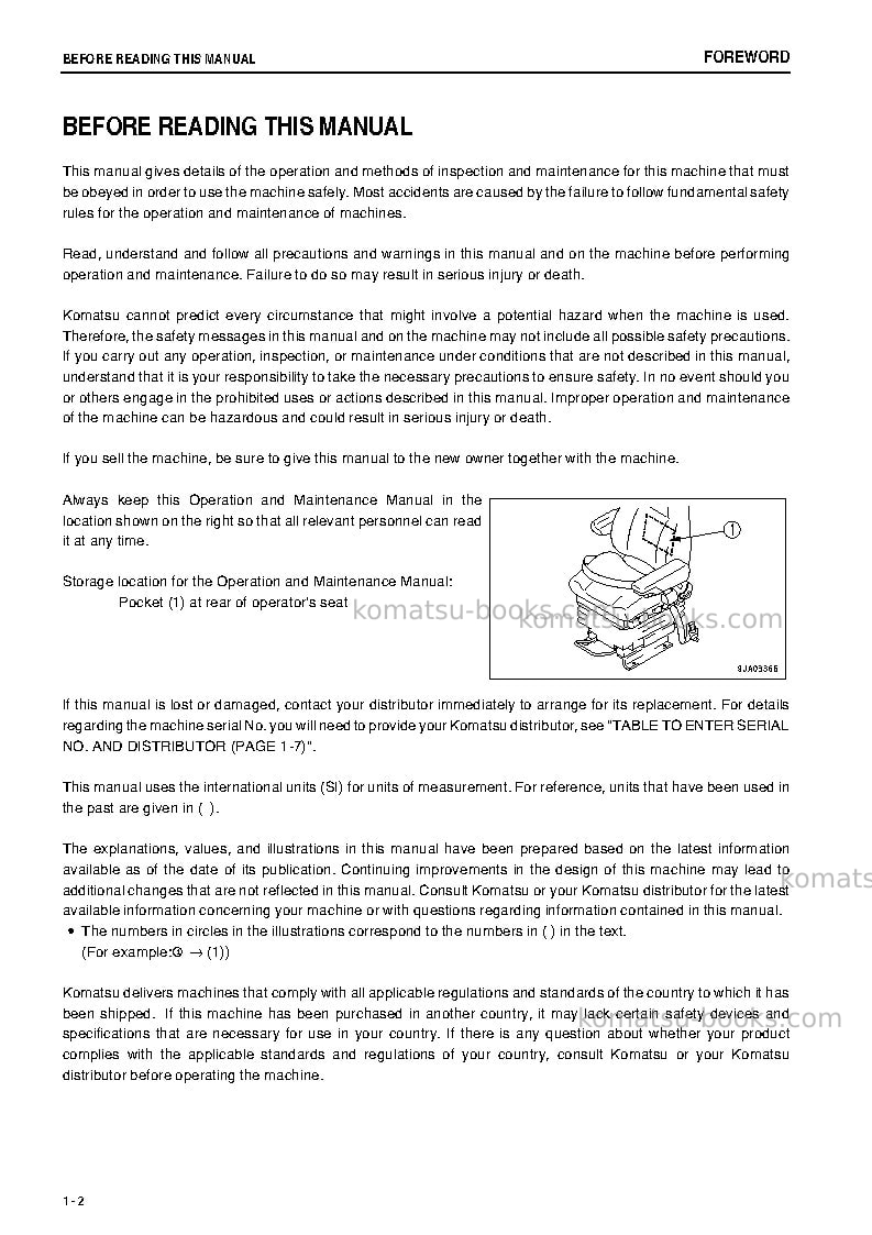 Komatsu wa430-6jpn Operation manual cover Page 3 Komatsu wa430-6jpn Operation manual cover Page 3