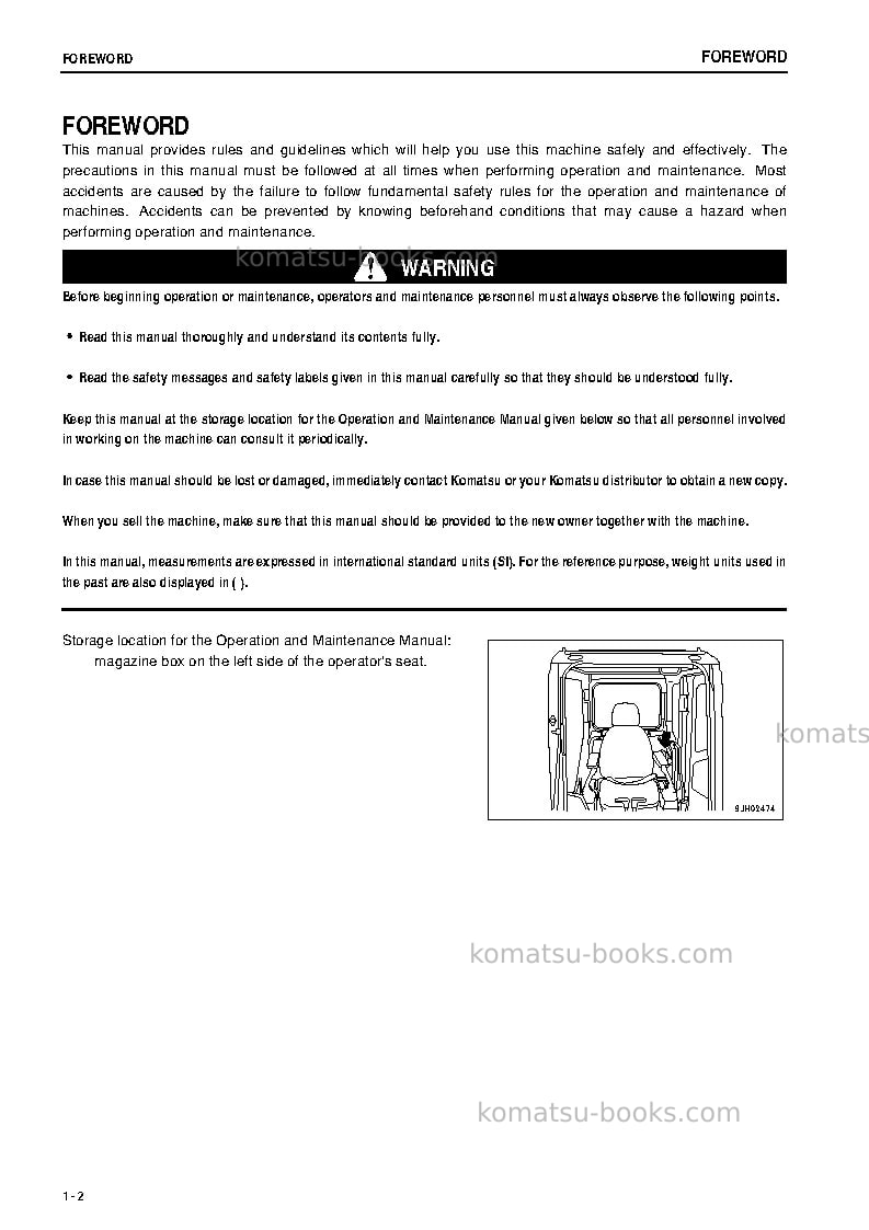 Komatsu pc450-7jpn-7-segment- monitor Operation manual cover Page 3 Komatsu pc450-7jpn-7-segment- monitor Operation manual cover Page 3