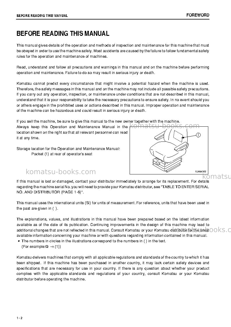 Komatsu wa250-6jpn Operation manual cover Page 3
