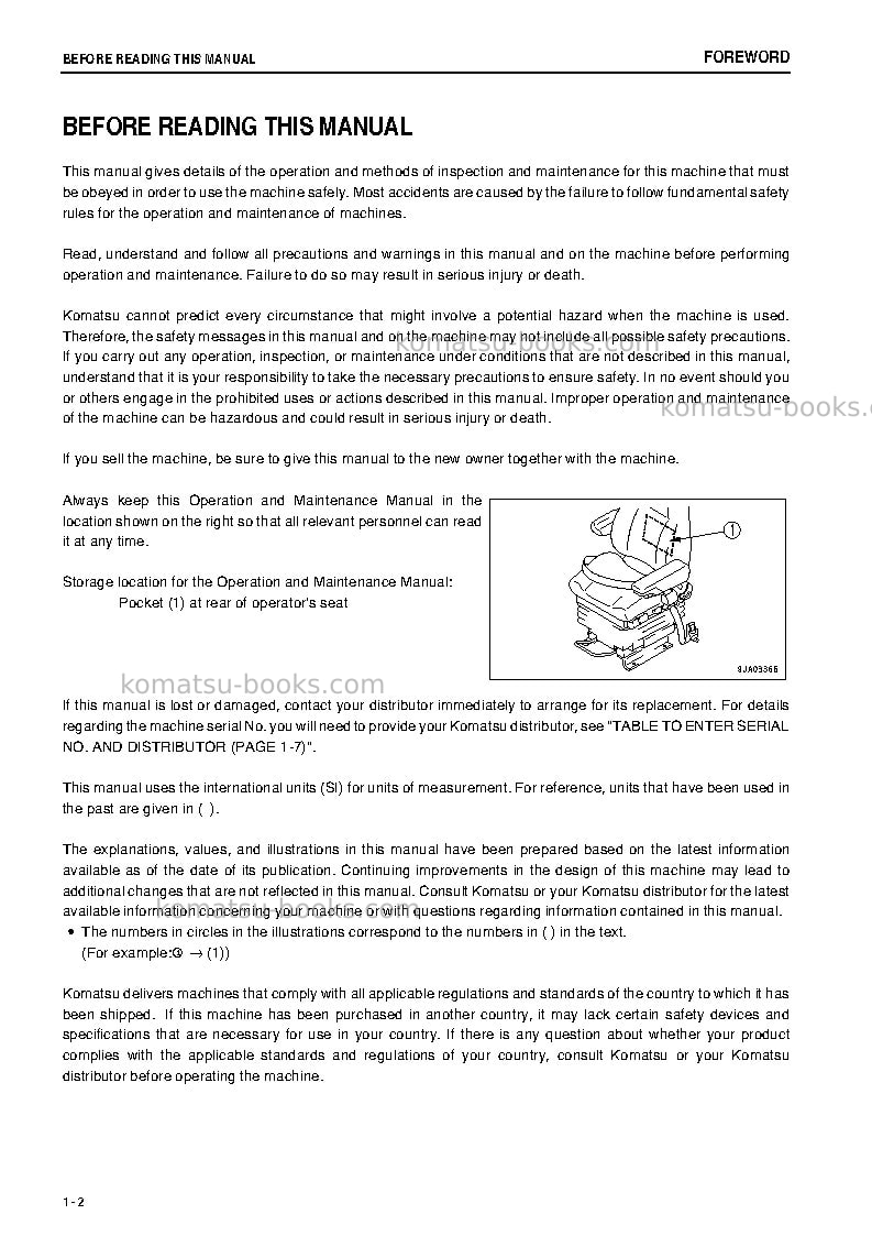 Komatsu wa500-6jpn Operation manual cover Page 3 Komatsu wa500-6jpn Operation manual cover Page 3
