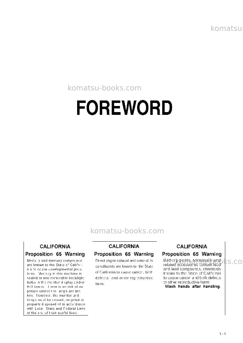 Komatsu hd785-7ind-50c degree m/c spec Operation manual cover Page 3