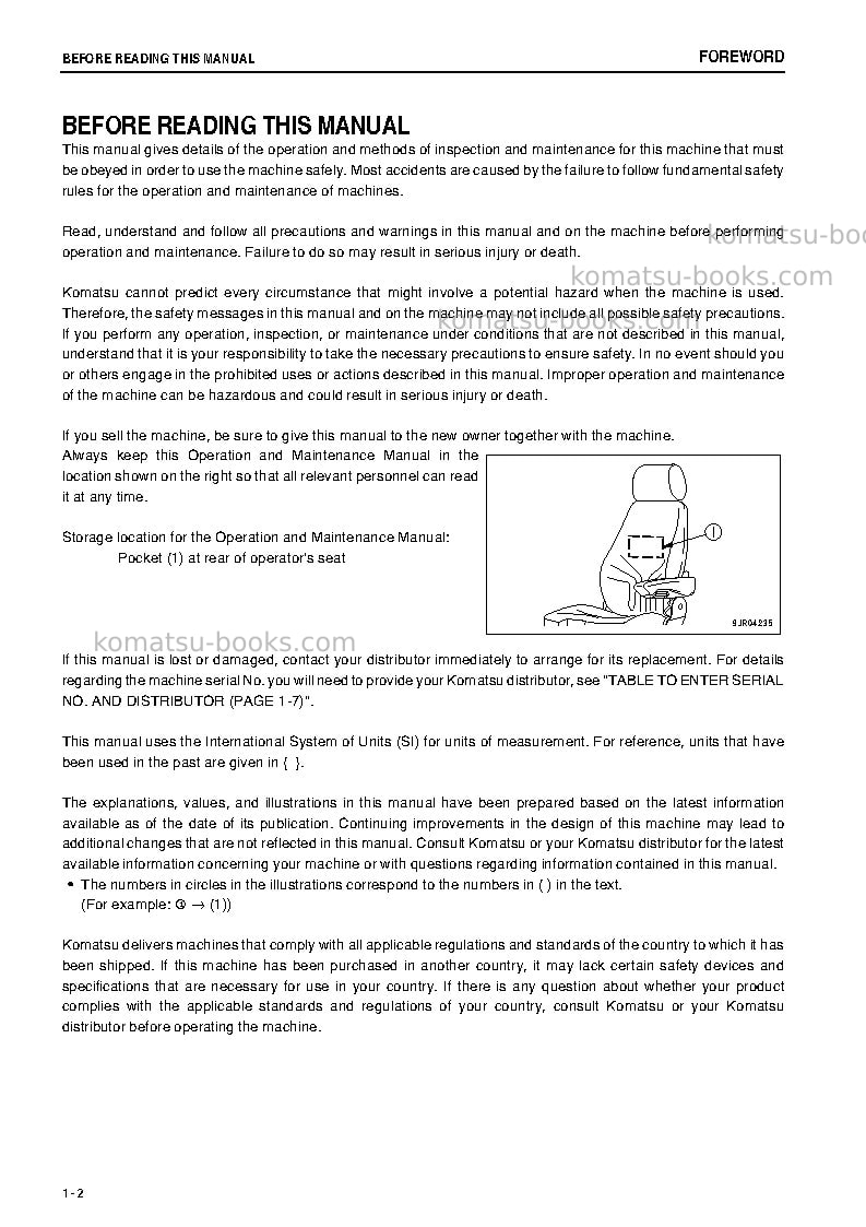 Komatsu wa600-6jpn-w/o egr Operation manual cover Page 3