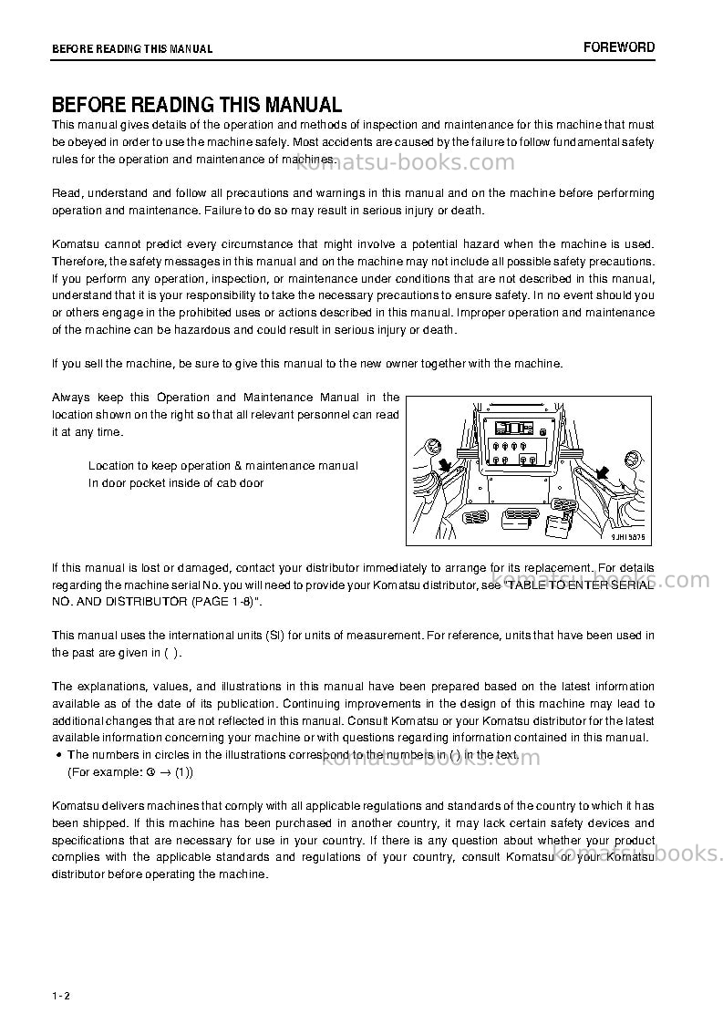 Komatsu d475a-5jpn-tier2, one-way steering lever Operation manual cover Page 3 Komatsu d475a-5jpn-tier2, one-way steering lever Operation manual cover Page 3