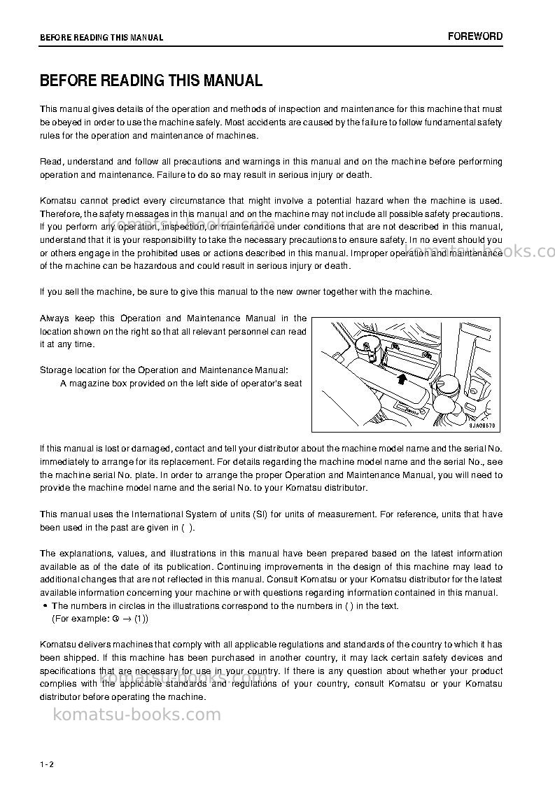 Komatsu pc78us-8jpn Operation manual cover Page 3 Komatsu pc78us-8jpn Operation manual cover Page 3