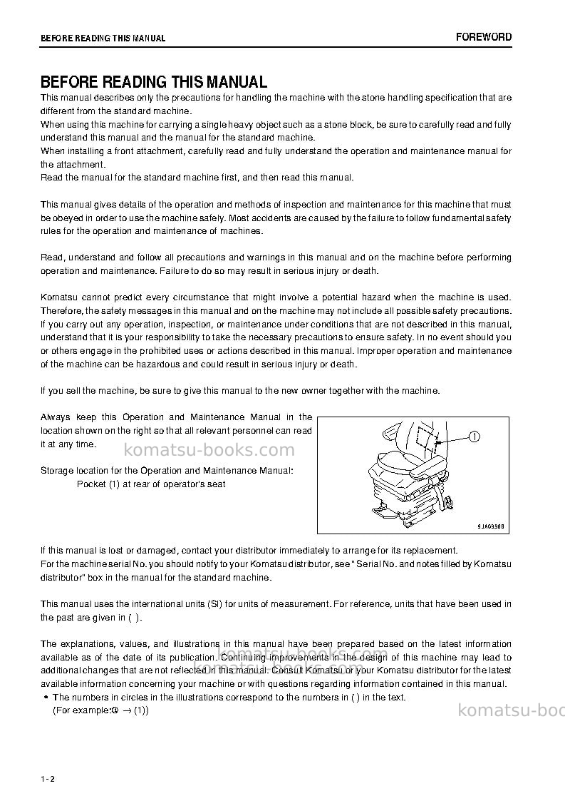 Komatsu wa500-6jpn-stone handling spec. Operation manual cover Page 3