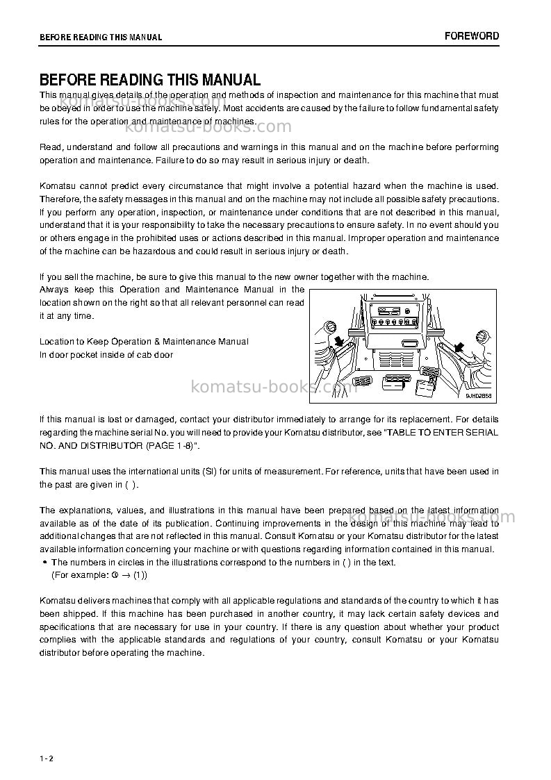 Komatsu d275a-5jpn-w/o egr Operation manual cover Page 3 Komatsu d275a-5jpn-w/o egr Operation manual cover Page 3