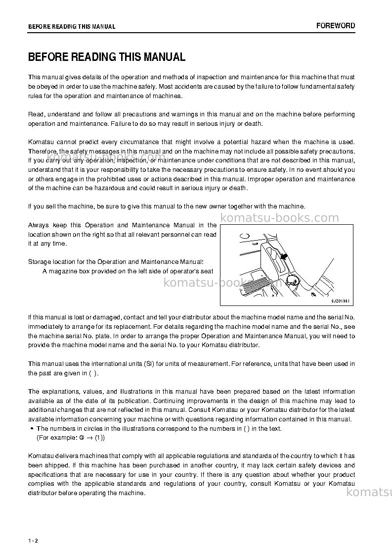 Komatsu pc70-8jpn-for southeast asia Operation manual cover Page 3 Komatsu pc70-8jpn-for southeast asia Operation manual cover Page 3