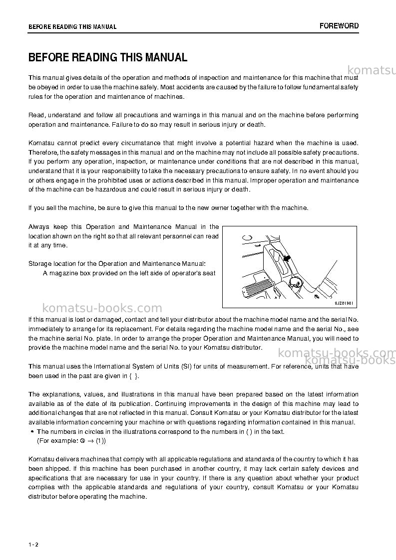 Komatsu pc70-8jpn-for southeast asia Operation manual cover Page 3