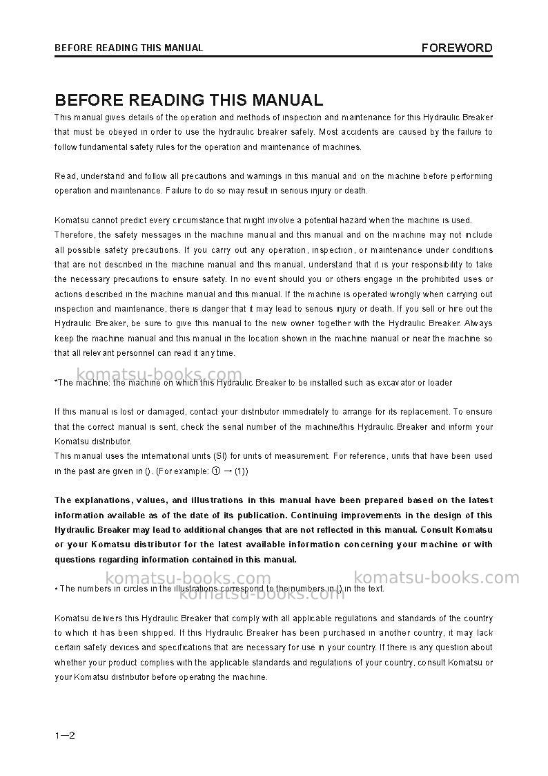 Komatsu jthb10-3jpn-hydraulic breaker Operation manual cover Page 3 Komatsu jthb10-3jpn-hydraulic breaker Operation manual cover Page 3
