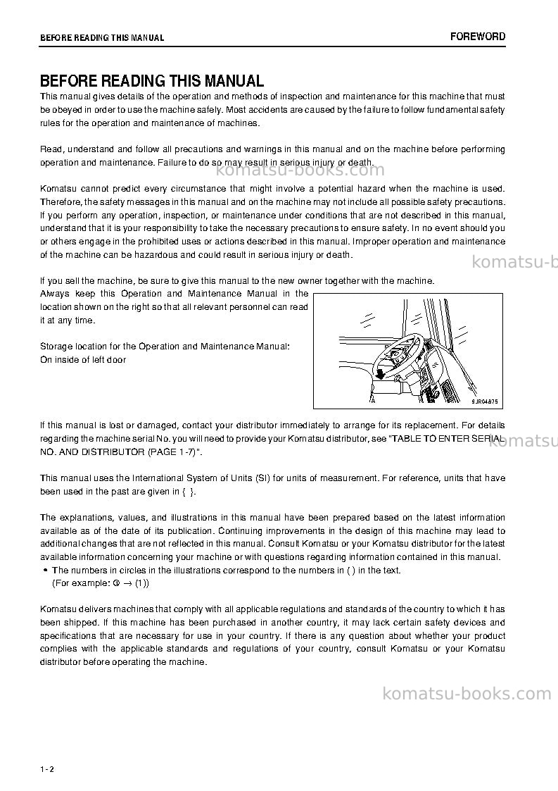 Komatsu hd605-7jpn-r Operation manual cover Page 3 Komatsu hd605-7jpn-r Operation manual cover Page 3