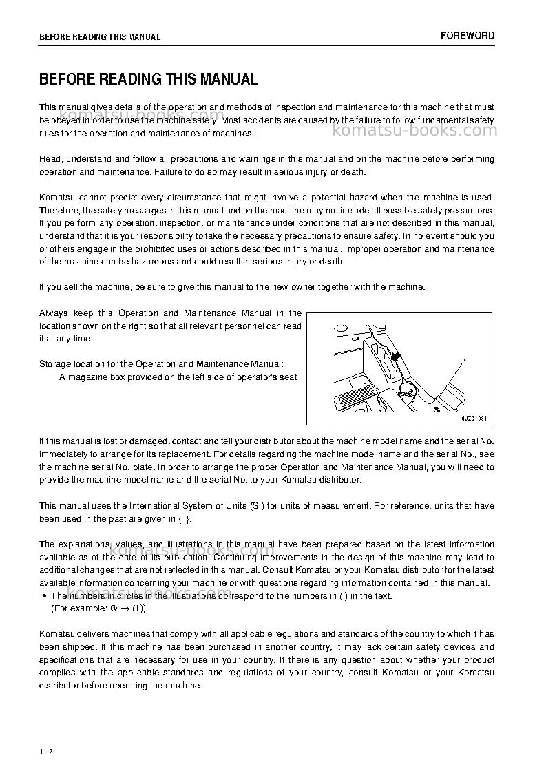 Komatsu pc70-8jpn-for southeast asia Operation manual cover Page 3