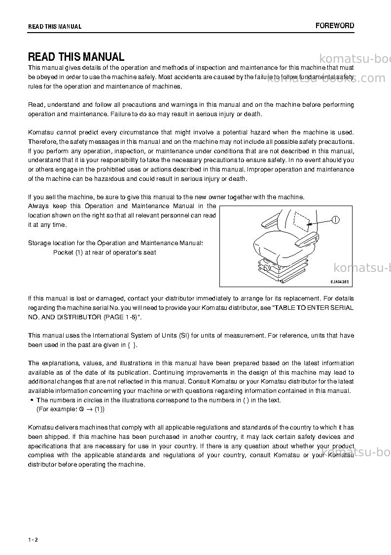 Komatsu wa320-6jpn-all safety labels are pictorial Operation manual cover Page 3