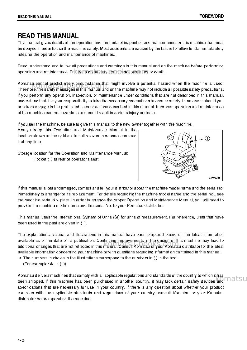 Komatsu wa380-6jpn-all safety labels are pictorial Operation manual cover Page 3