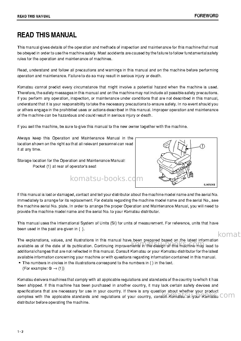 Komatsu wa430-6jpn-all safety labels are pictorial Operation manual cover Page 3