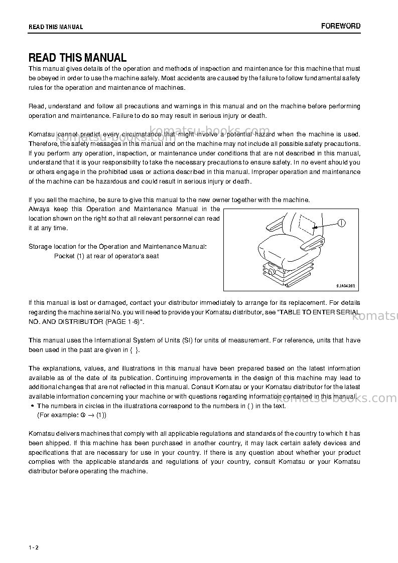 Komatsu wa200-6jpn-all safety labels are pictorial Operation manual cover Page 3
