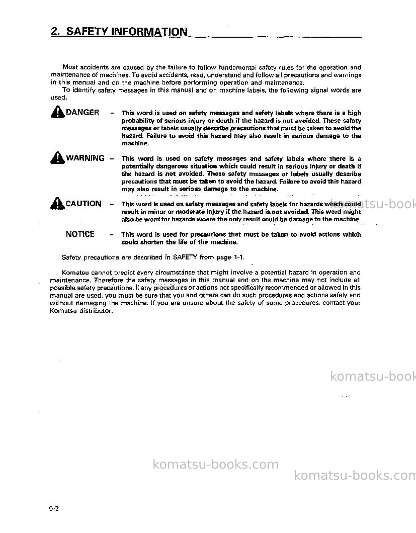 Komatsu wa800-2jpn Operation manual cover Page 3 Komatsu wa800-2jpn Operation manual cover Page 3