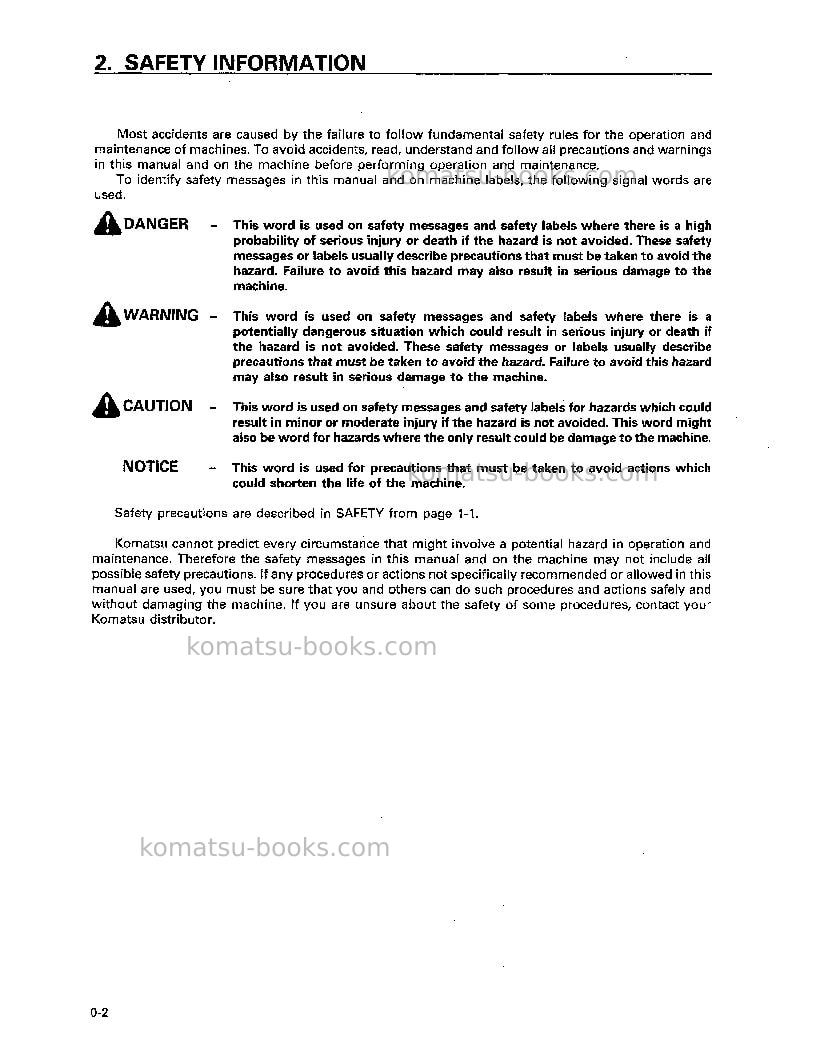 Komatsu wa800-2jpn Operation manual cover Page 3 Komatsu wa800-2jpn Operation manual cover Page 3