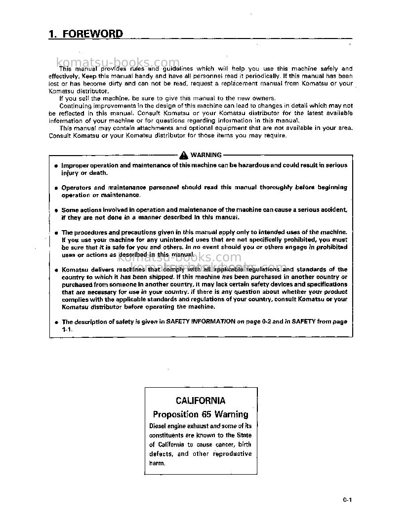 Komatsu pc60-7jpn-w/ front blade Operation manual cover Page 3 Komatsu pc60-7jpn-w/ front blade Operation manual cover Page 3