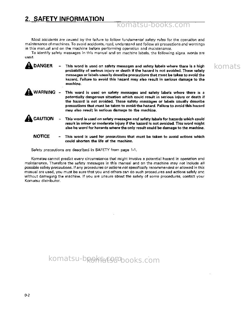 Komatsu wa180-3jpn-a Operation manual cover Page 3 Komatsu wa180-3jpn-a Operation manual cover Page 3
