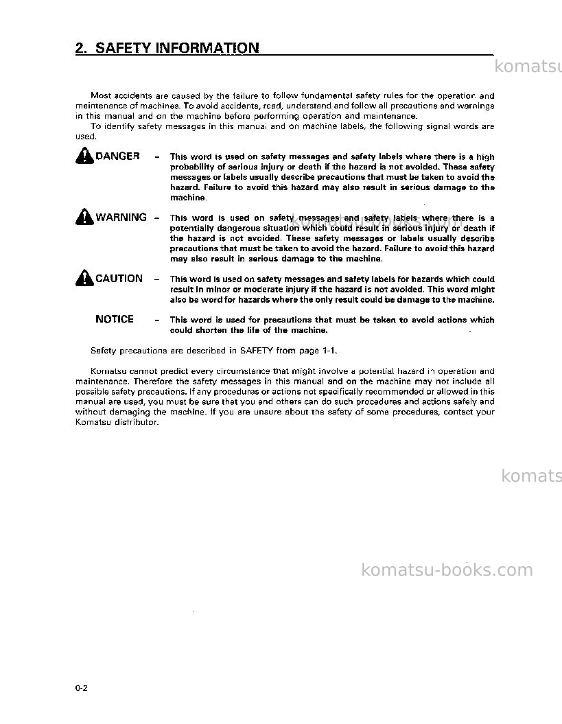 Komatsu wa250-3jpn Operation manual cover Page 3 Komatsu wa250-3jpn Operation manual cover Page 3