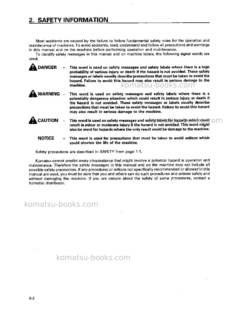 Komatsu pc1000-1jpn Operation manual cover Page 3 Komatsu pc1000-1jpn Operation manual cover Page 3