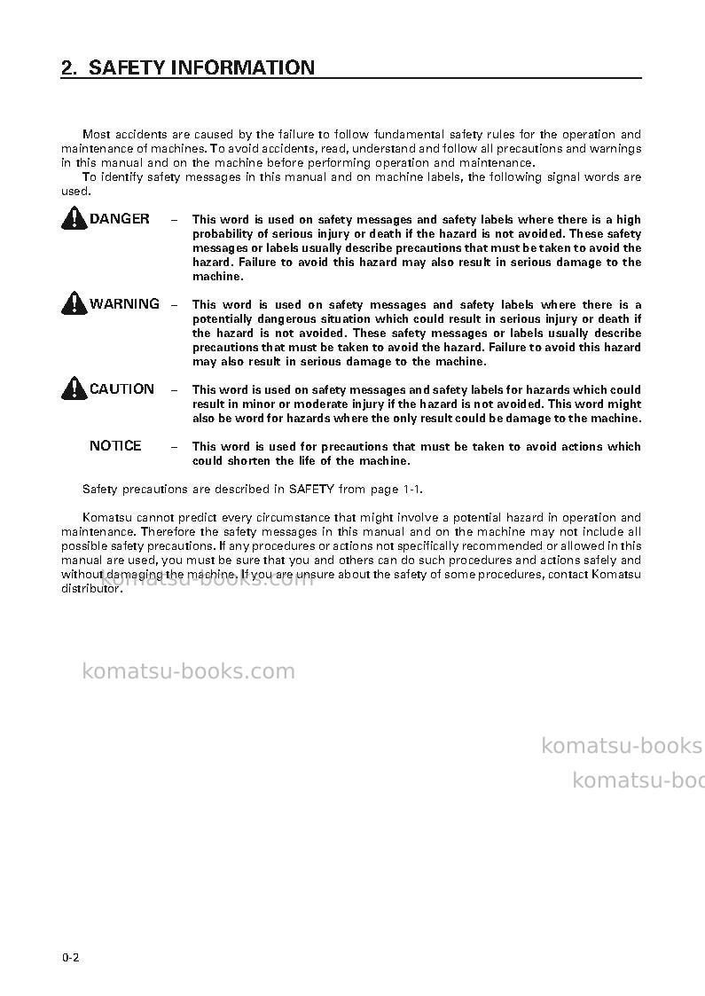 Komatsu pc300lc-6jpn Operation manual cover Page 3