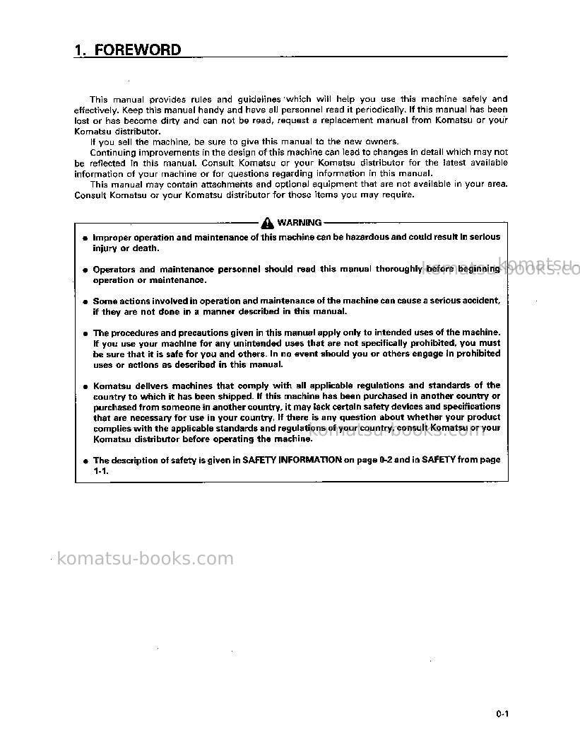 Komatsu wa900-1jpn Operation manual cover Page 3 Komatsu wa900-1jpn Operation manual cover Page 3